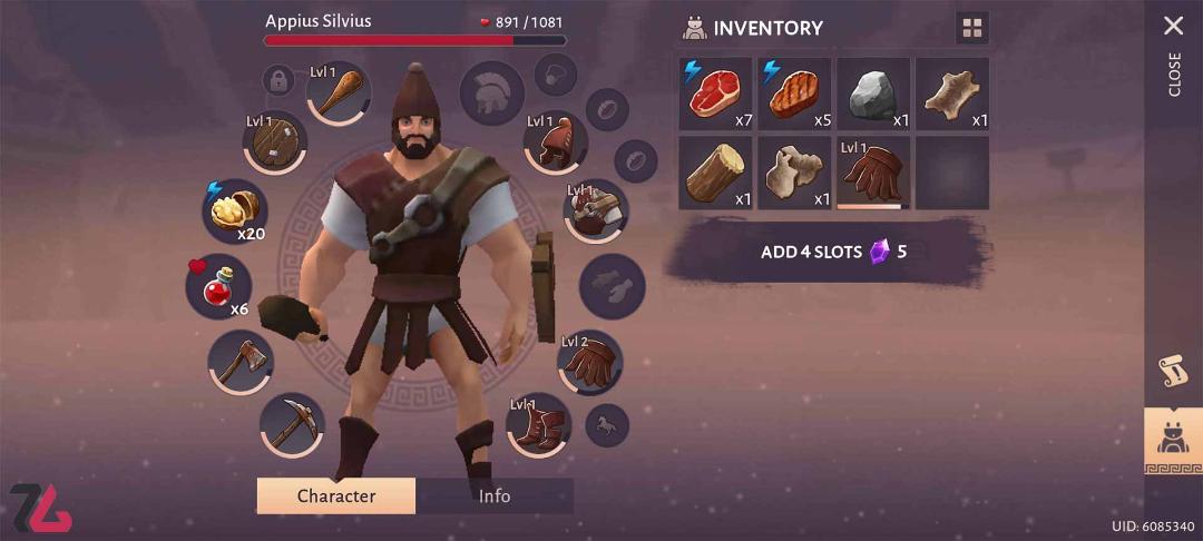 آیتم های بازی gladiators survival in rome