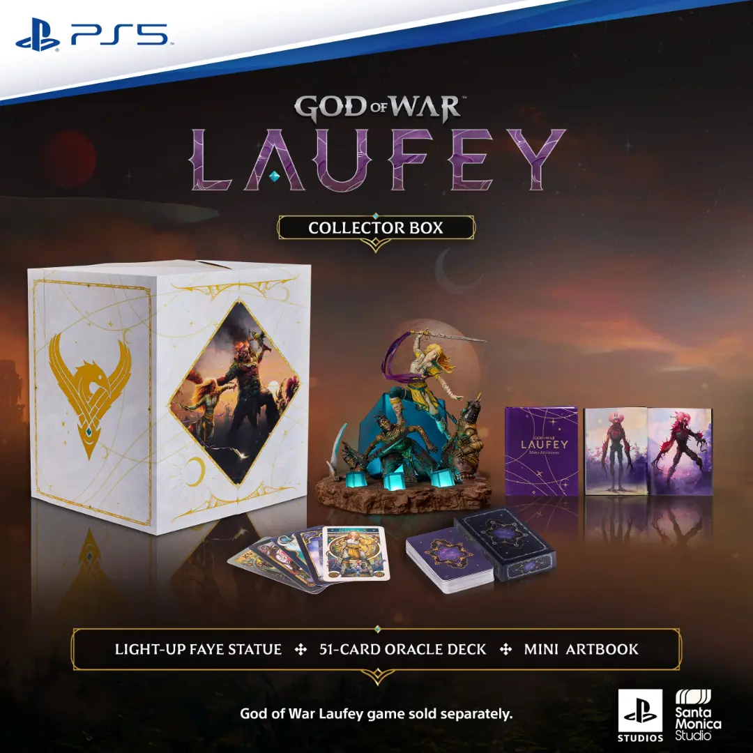 مجموعه کلکسیونی بازی God of War Laufey شامل مجسمه فِی (Faye) و کارت‌های اوراکل