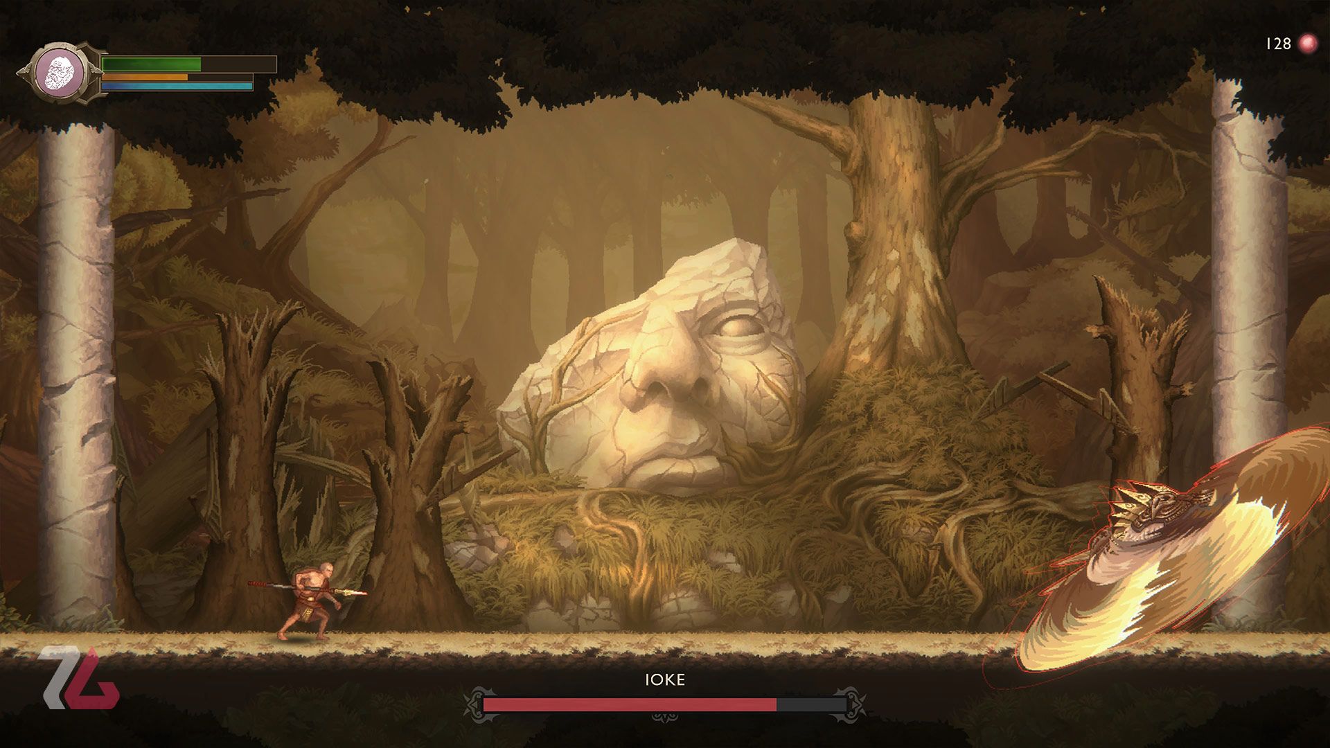 مبارزه کریتوس با نیزه دربرابر IOKE در بازی خدای جنگ ۲ بعدی