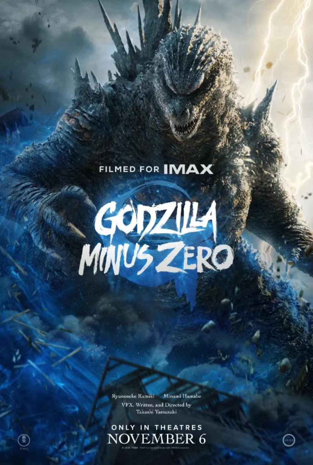 اژدهای گودزیلا (Godzilla) در میان رعد و برق و انرژی آبی