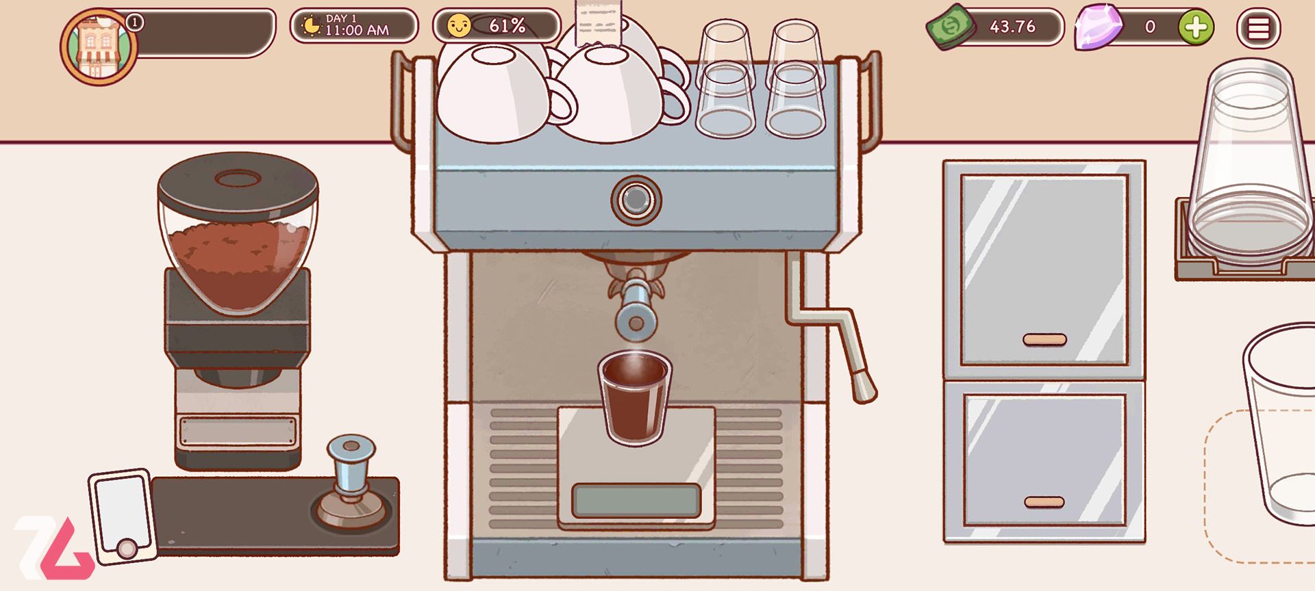 درست کردن قهوه اسپرسو در بازی Good Coffee, Great Coffee