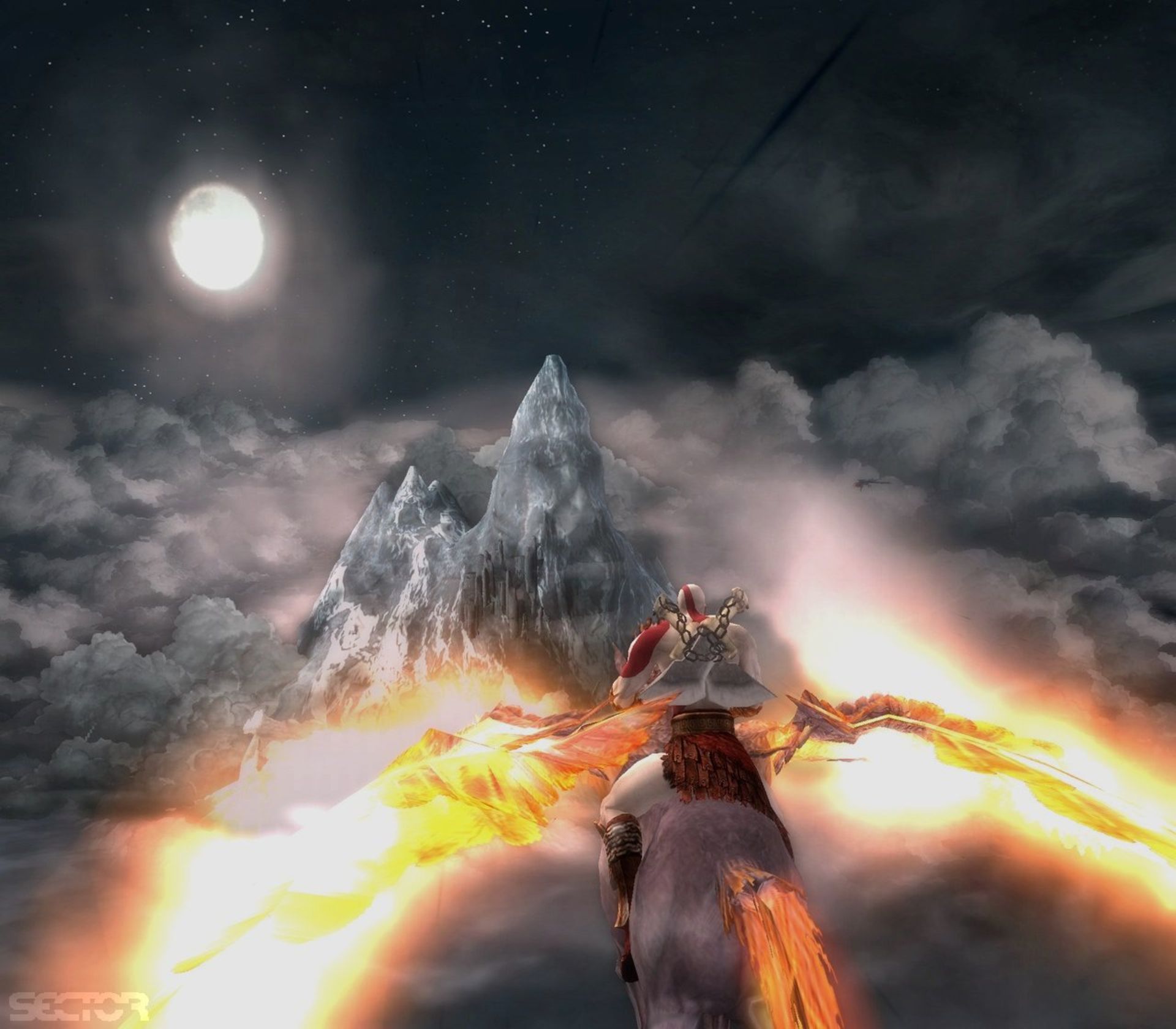 کریتوس و اسب پگاسوس در بازی God of War 2