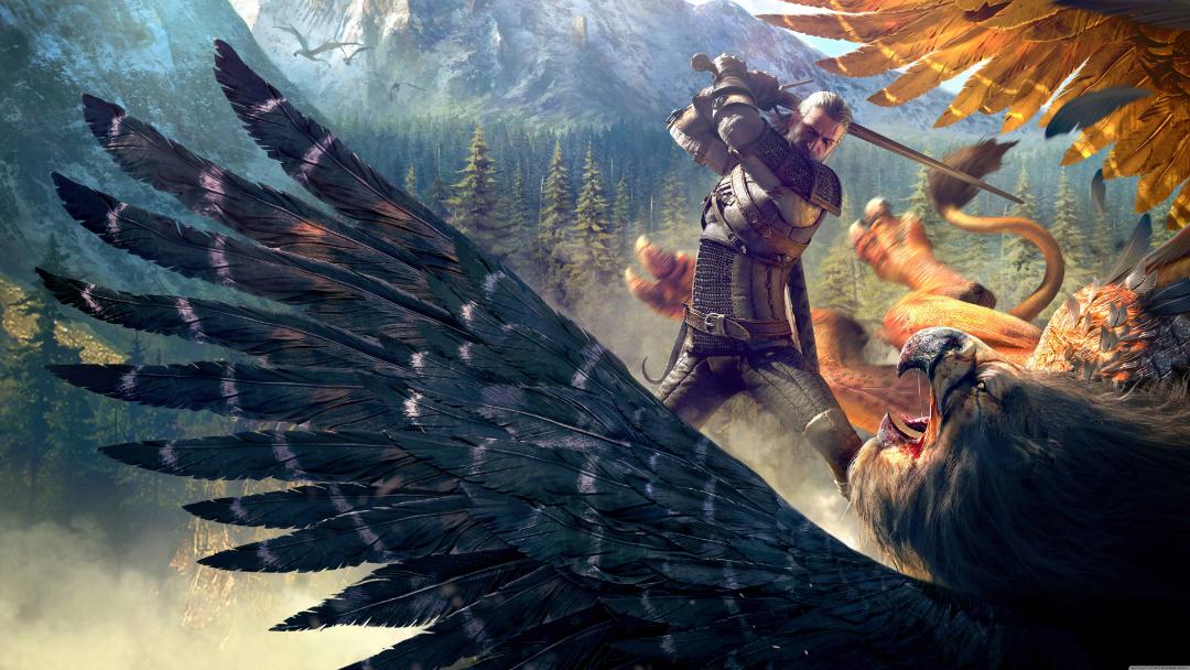 نبرد گریفین (شیردال/Griffin) و گرالت (Geralt) در بازی The Witcher 3 Wild Hunt