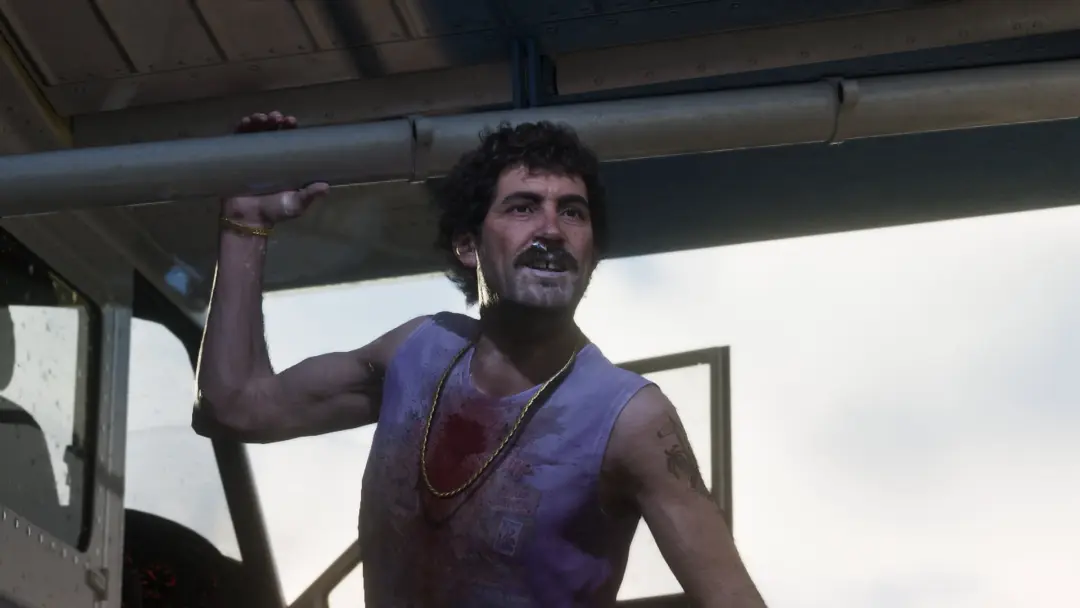 شخصیت مرد در محیط بازی GTA 6 با جزئیات گیم‌پلی بالا