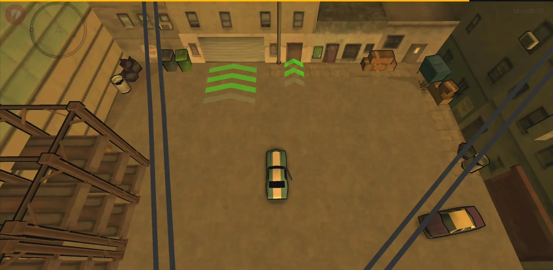 نمای از بالا از محیط GTA: Chinatown Wars در خیابان‌های لیبرتی سیتی
