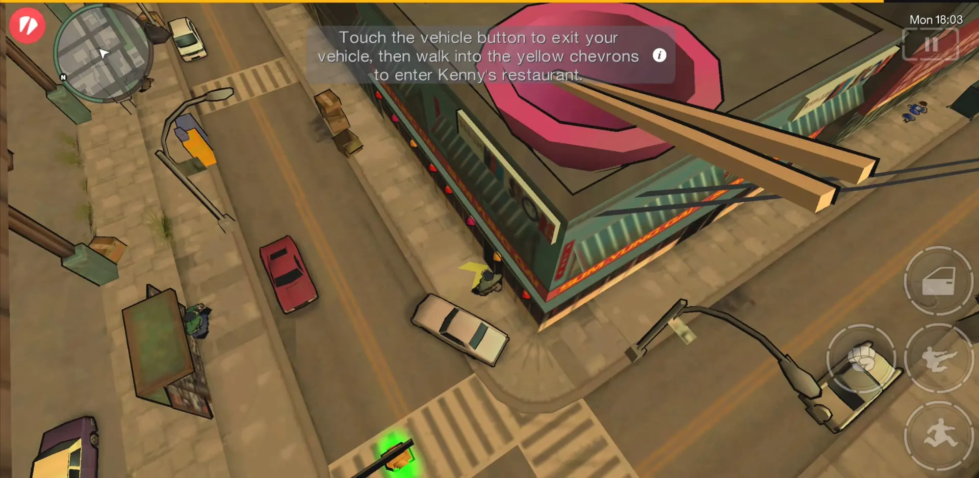 منظره‌ای از محیط بازی GTA Chinatown Wars در خیابان‌های لیبرتی سیتی