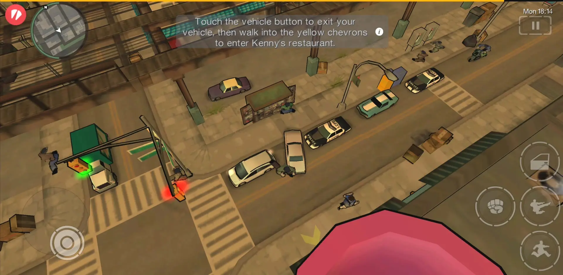 منظره‌ای از خیابان‌های شهر در بازی GTA: Chinatown Wars (Grand Theft Auto)