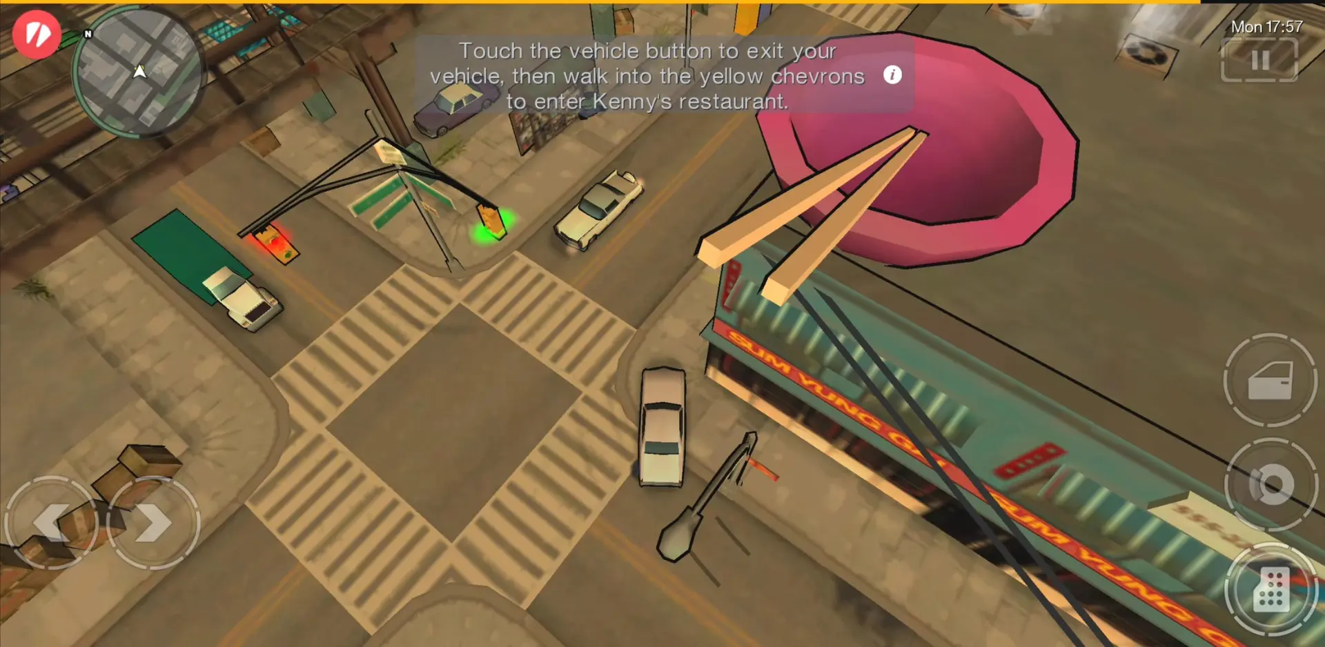نمای از بالا از خیابان‌های شهر در بازی GTA: Chinatown Wars (Grand Theft Auto)