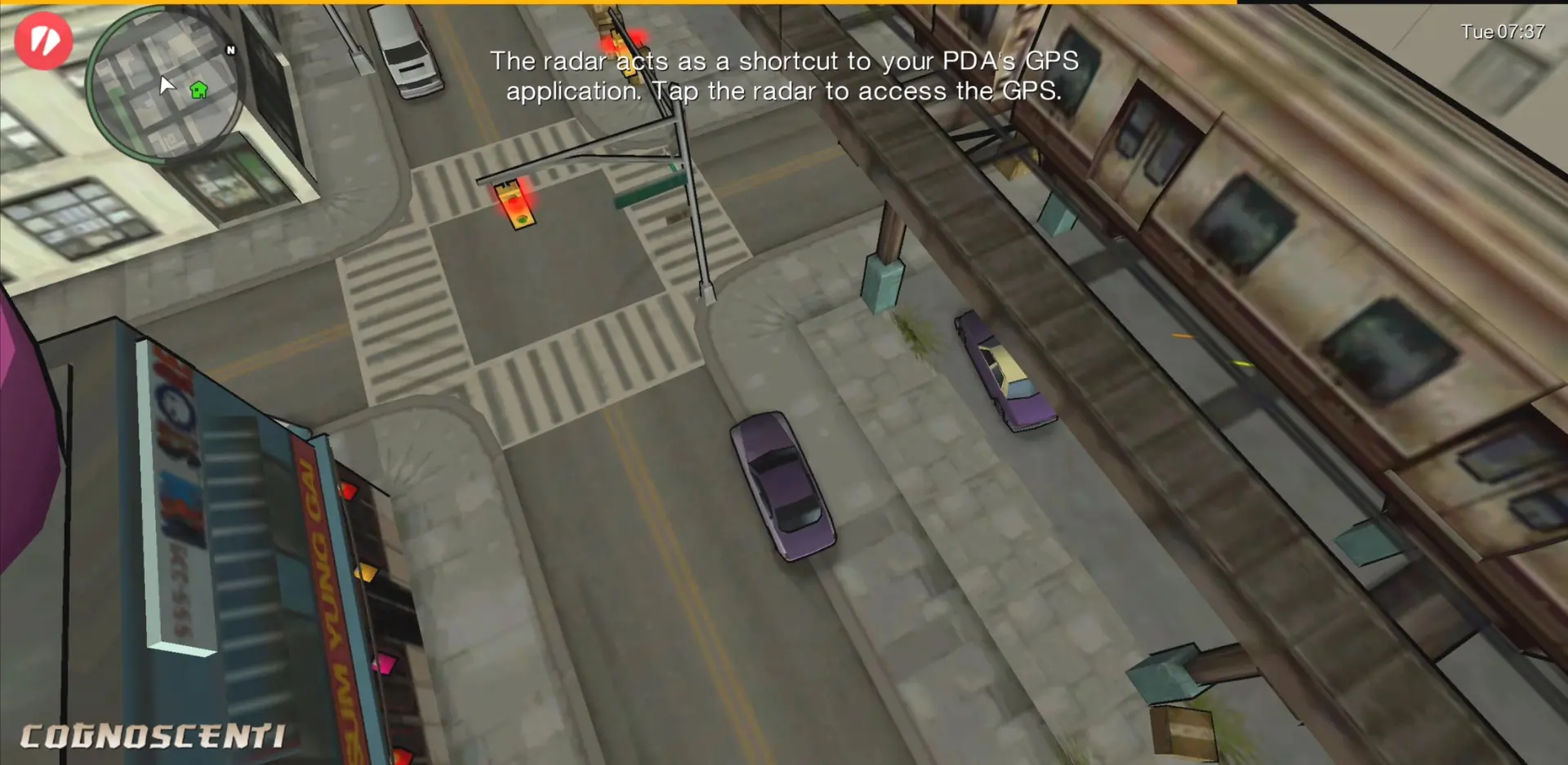 نمای از بالا از خیابان‌های شهر در GTA: Chinatown Wars (Grand Theft Auto)