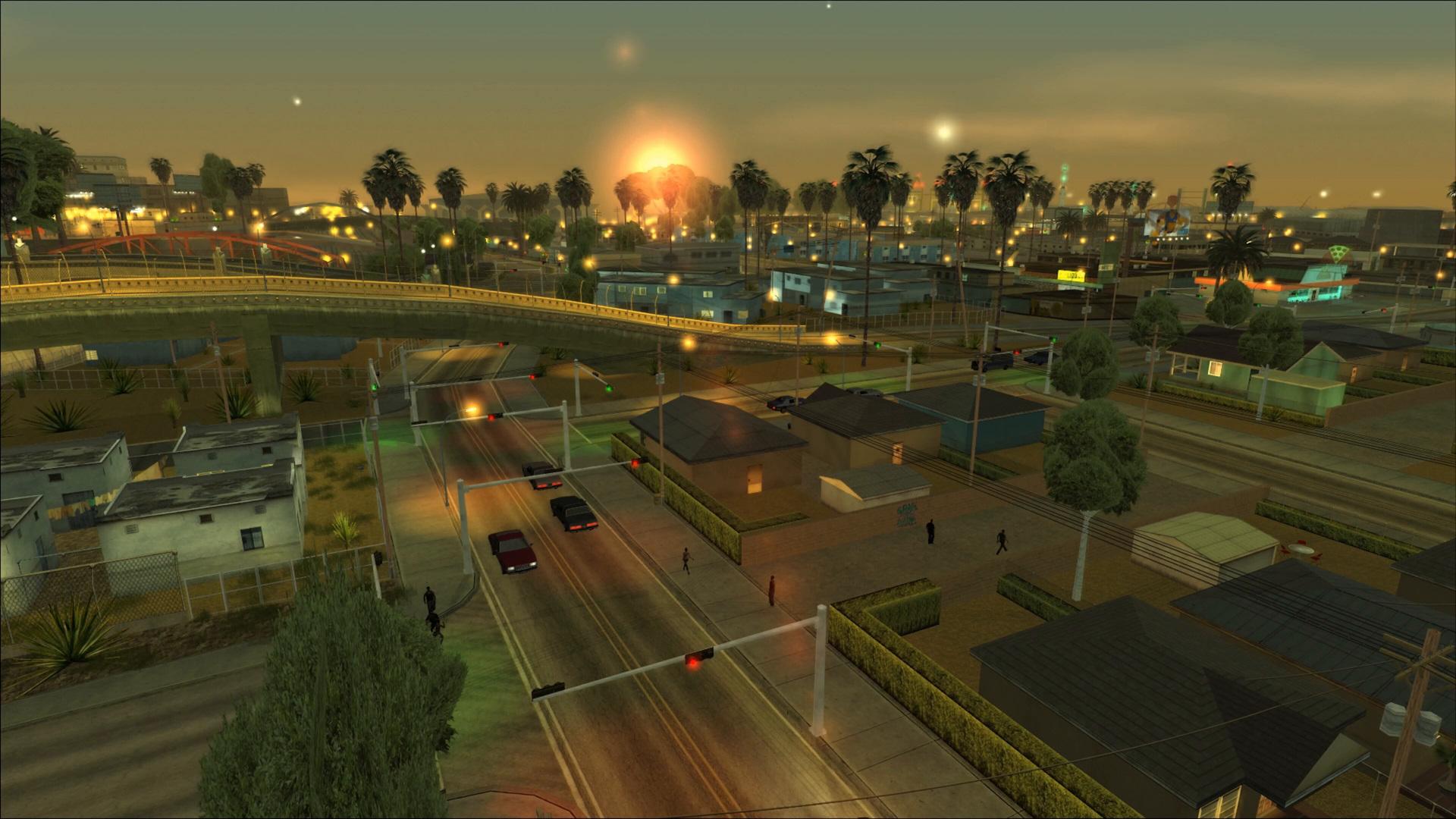 غروب آفتاب در بازی جی‌تی‌ای سن آندریاس (GTA: San Andreas)