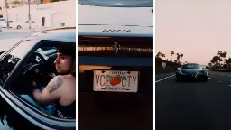 خودروی فراری (Ferrari) با پلاک Leonida در فضای بازی GTA VI