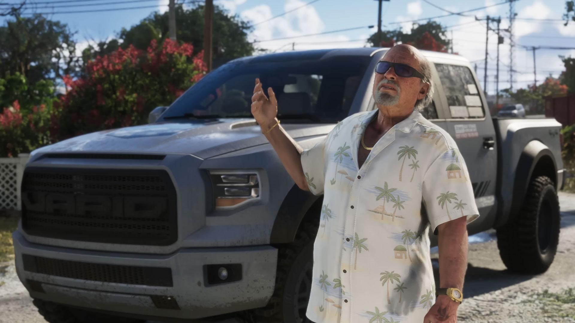 برایان هدر در حال صحبت با جیسون دووال در تریلر دوم بازی جی تی ای ۶