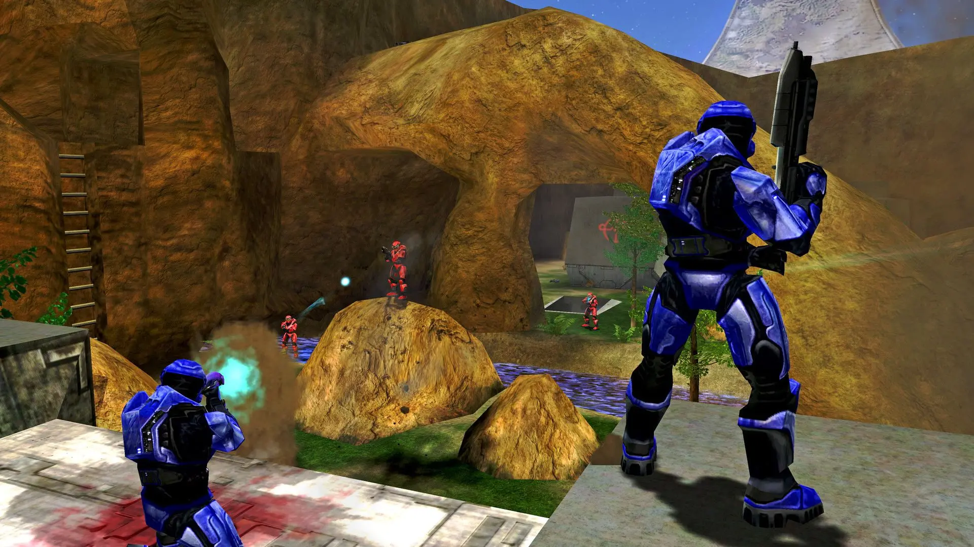 نبرد میان سپارتان‌های آبی و قرمز در بازی Halo: Combat Evolved