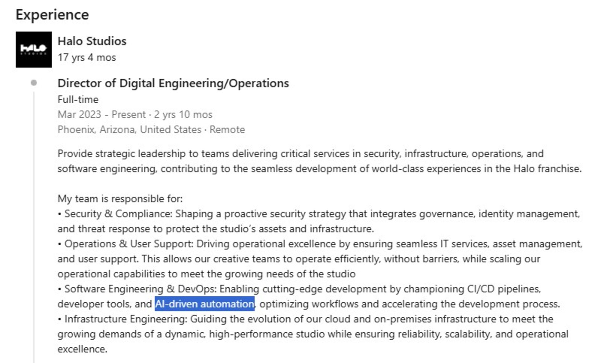 اشاره به استفاده از هوش مصنوعی در Halo Studios