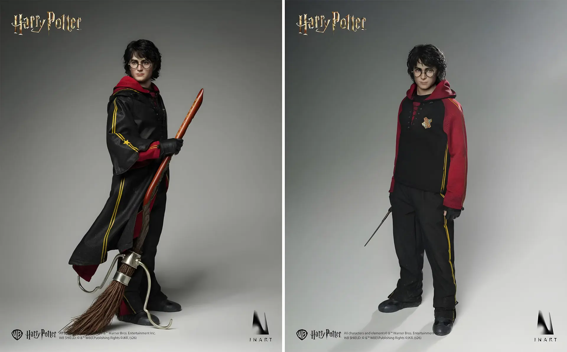 فیگور هری پاتر (Harry Potter) با لباس گریفیندور و جاروی پرنده