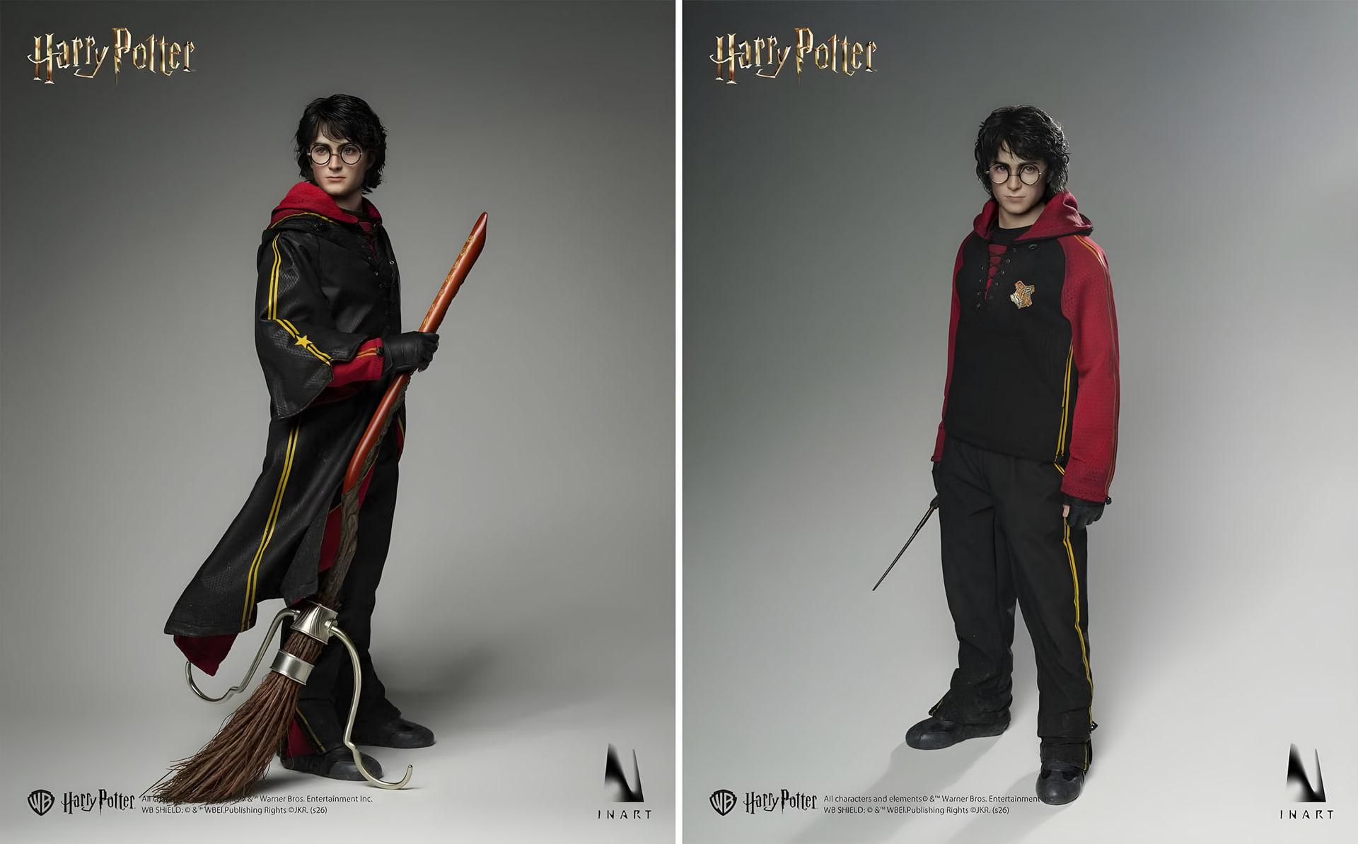 فیگور هری پاتر (Harry Potter) با لباس گریفیندور و جاروی پرنده