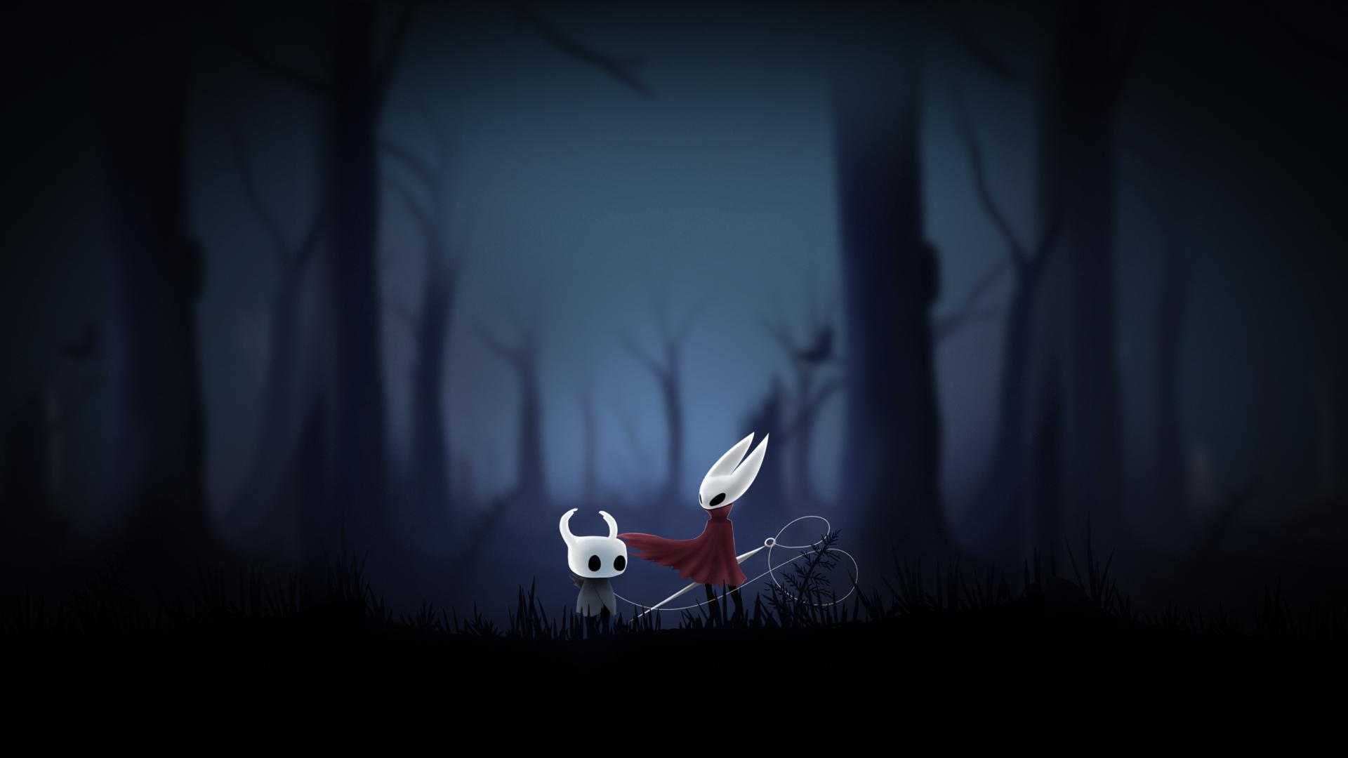 تصویری مینیمال از هورنت (Hornet) و شوالیه (Knight) در بازی Hollow Knight
