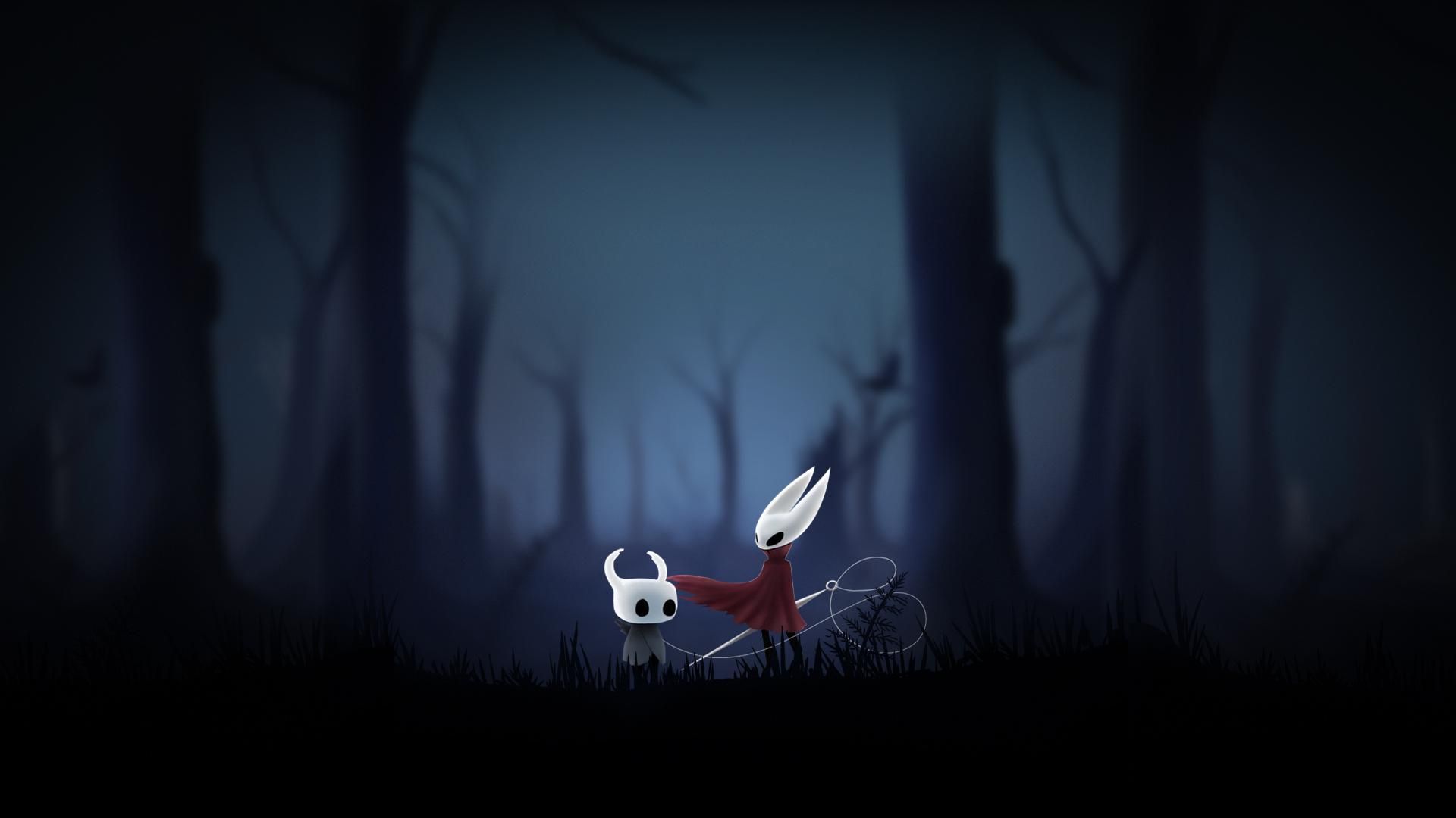 تصویری مینیمال از هورنت (Hornet) و شوالیه (Knight) در بازی Hollow Knight