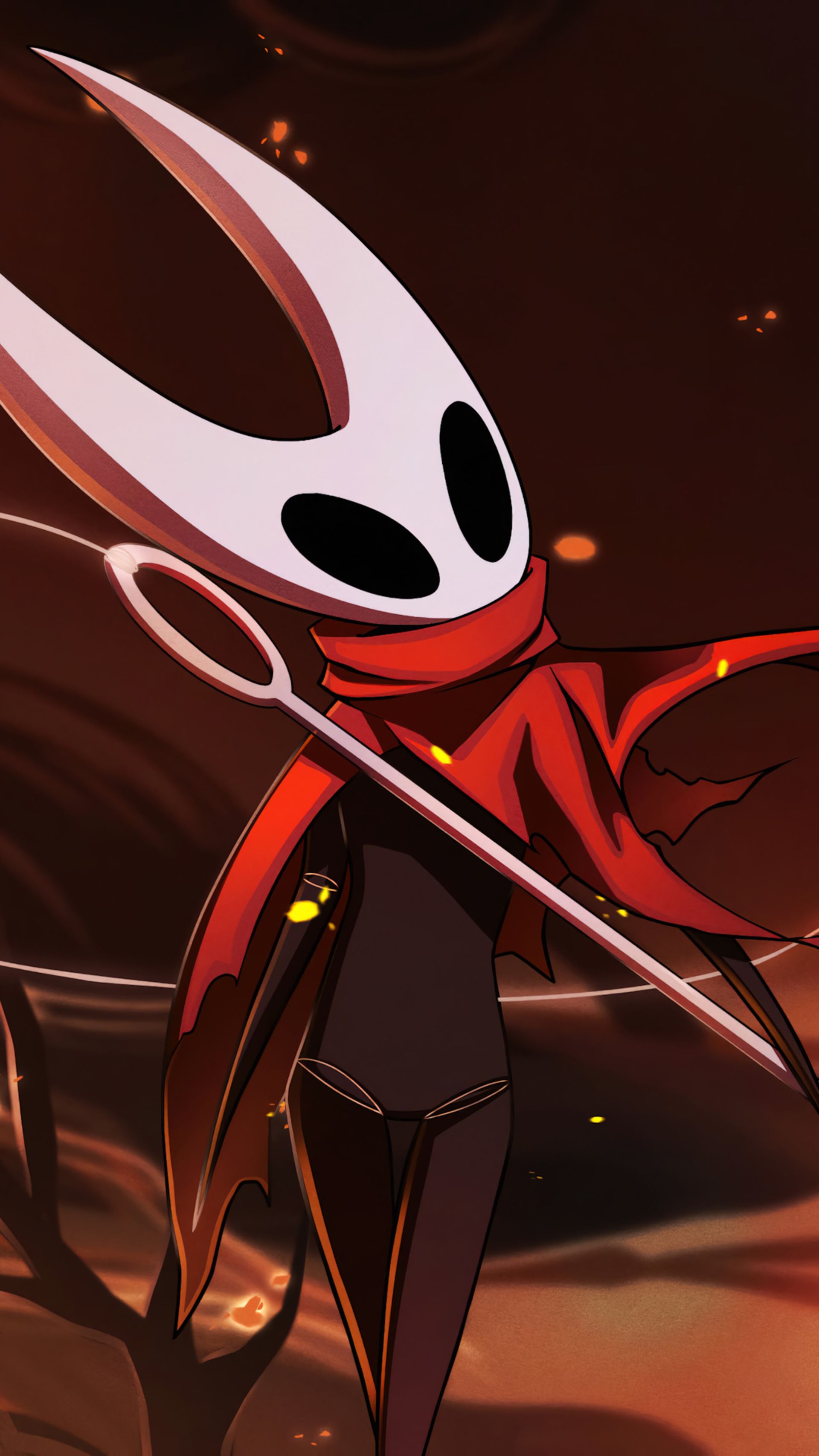 شخصیت هورنت (Hornet) در اتمسفر زرد بازی Hollow Knight