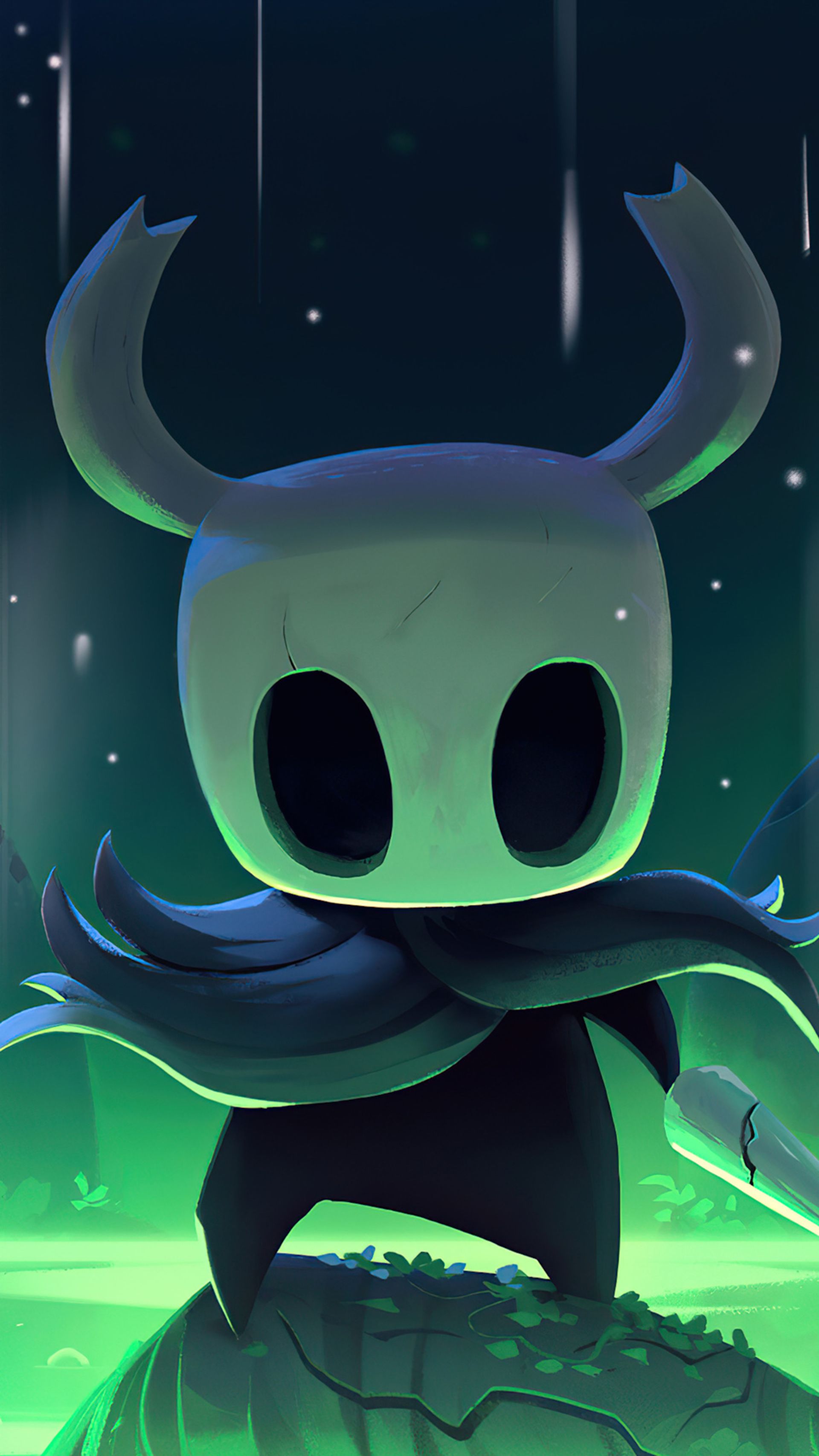 The Knight (شوالیه) در اتمسفر سبز بازی Hollow Knight