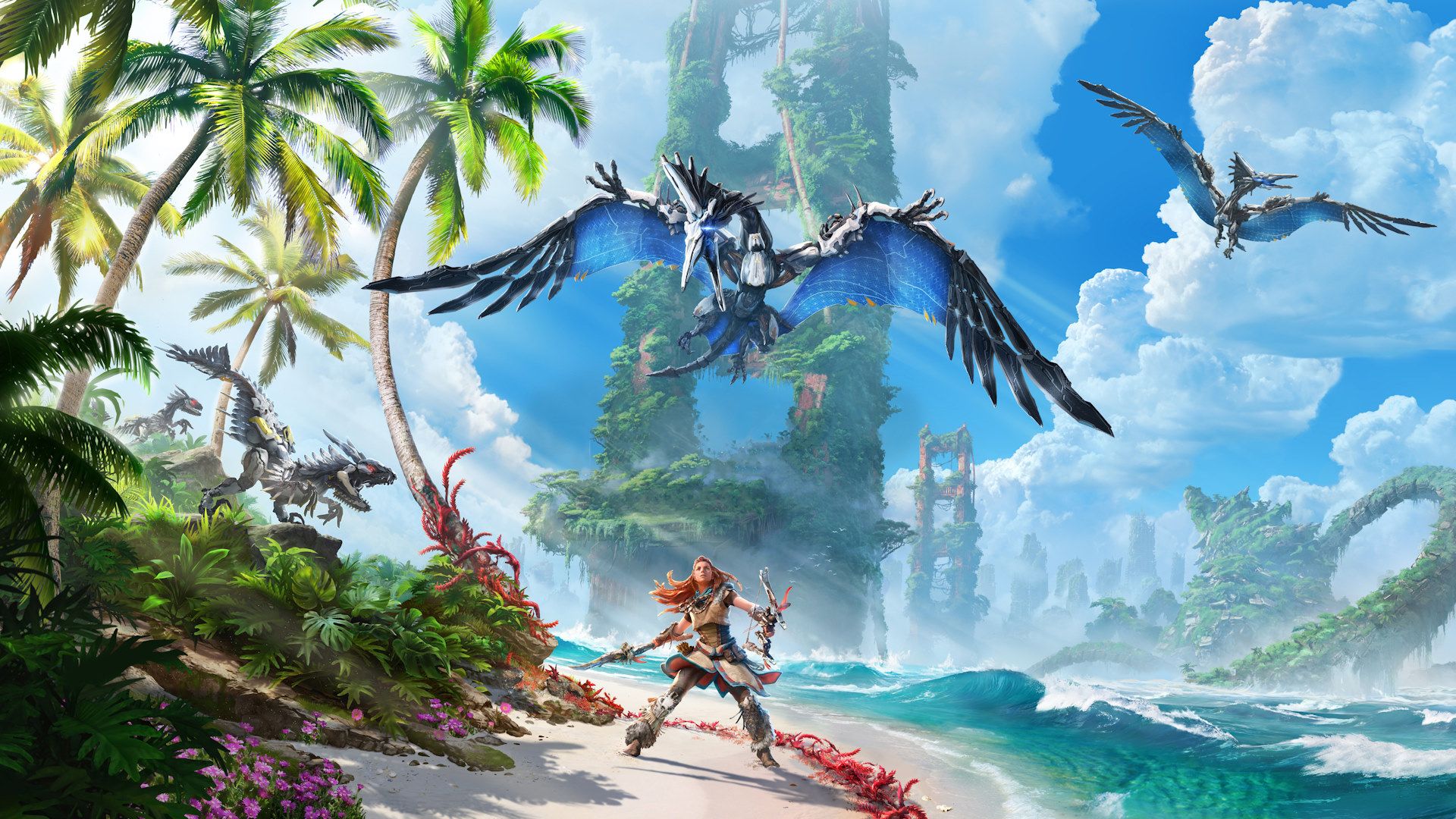کانسپت آرت Horizon Forbidden West با حضور شخصیت اصلی و موجودات بازی