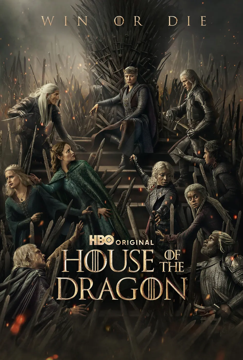 شخصیت‌های اصلی سریال خاندان اژدها (House of the Dragon) در کنار تخت آهنین