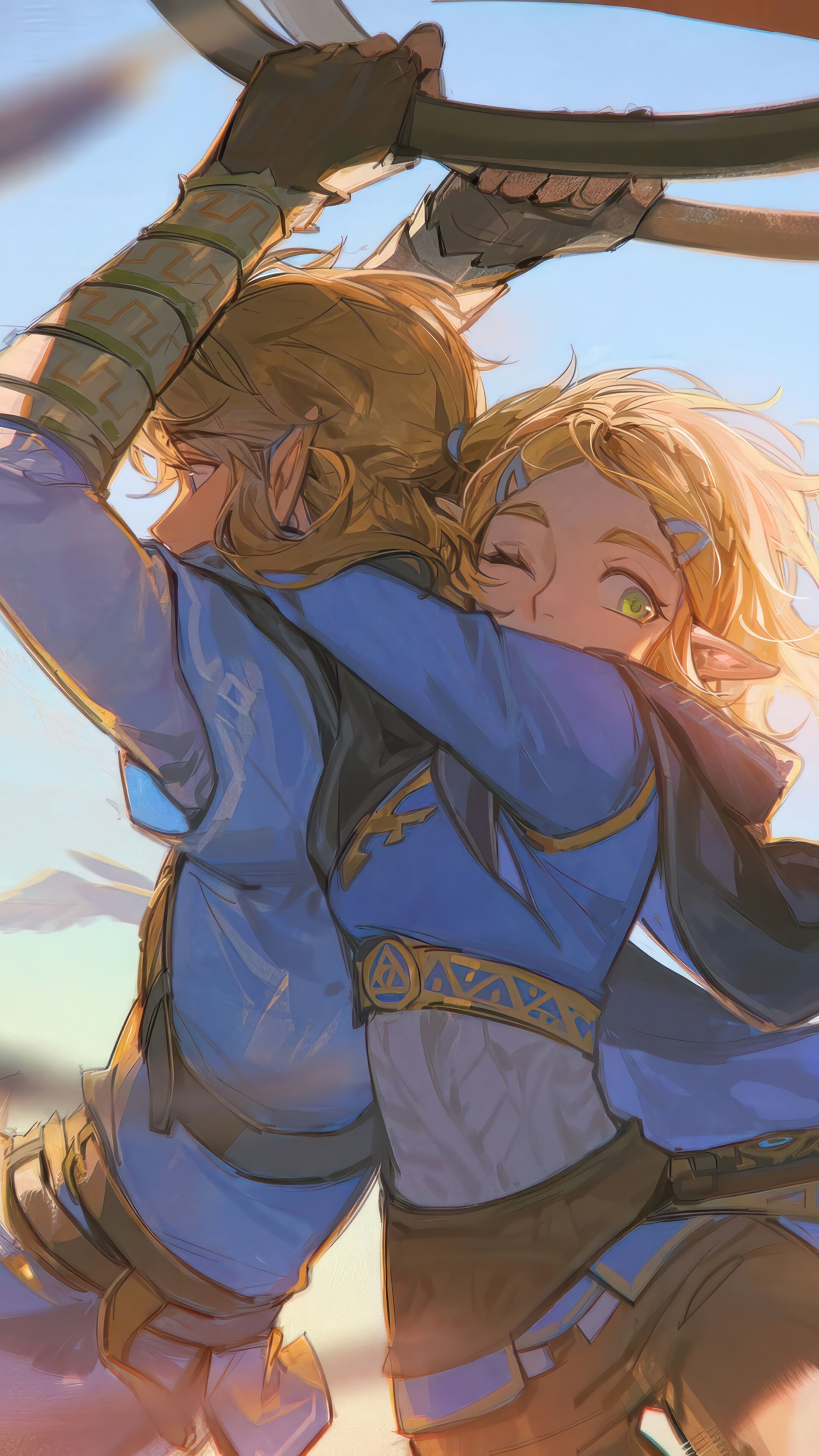 در آغوش کشیده شدن لینک (Link) توسط زلدا در بازی The Legend of Zelda: Tears of the Kingdom
