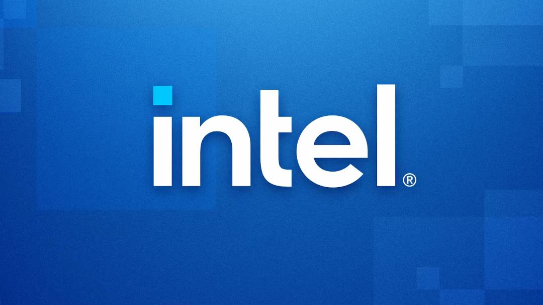 لوگوی شرکت اینتل (Intel) با زمینه آبی