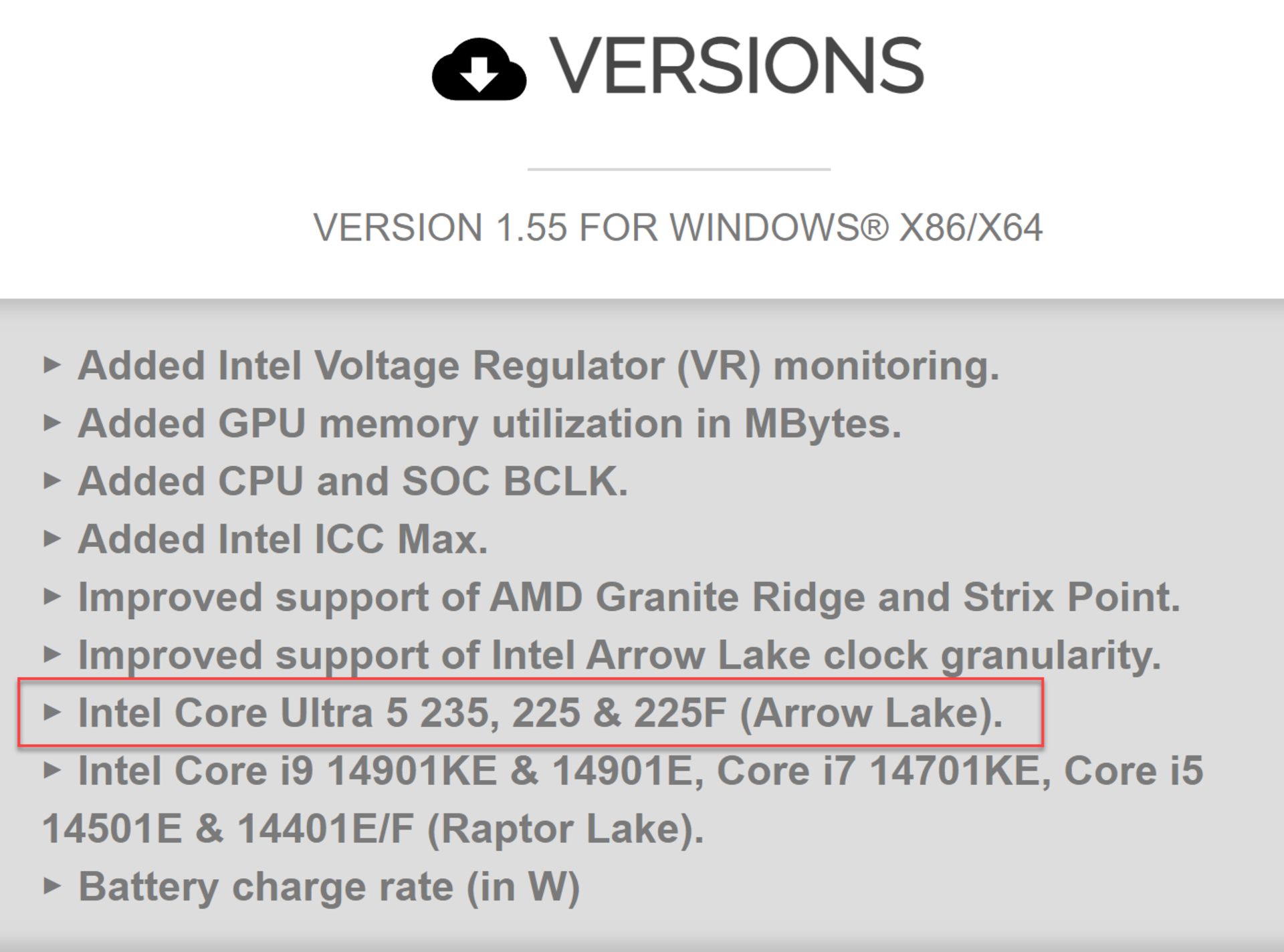 اضافه شدن پردازنده های Arrow Lake به نرم افزار HWMonitor