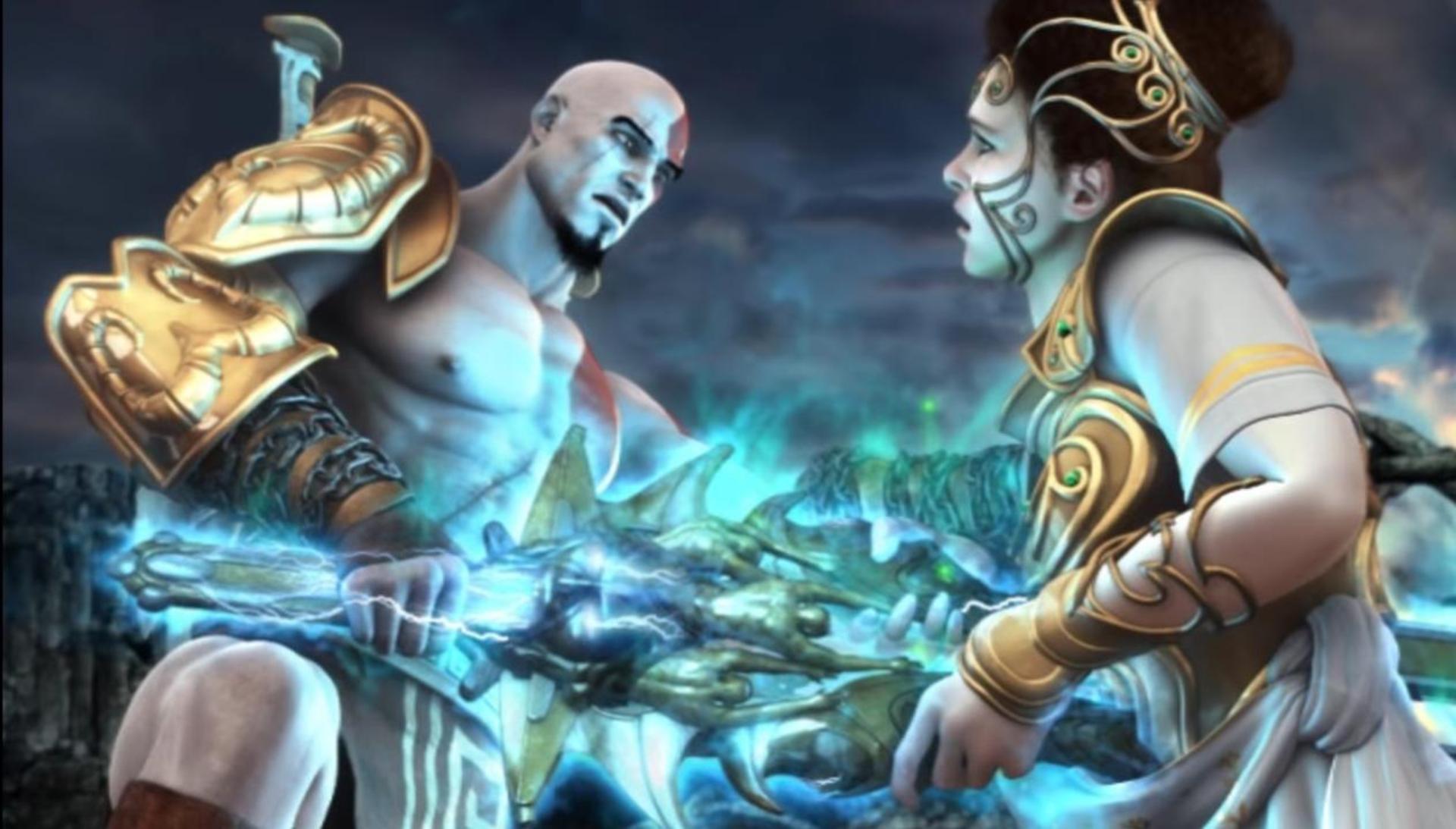کریتوس درحال کشتن آتنا در بازی God of War 2