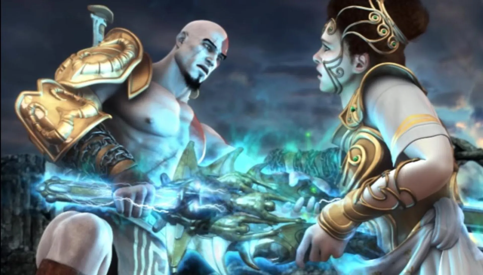 کریتوس درحال کشتن آتنا در بازی God of War 2