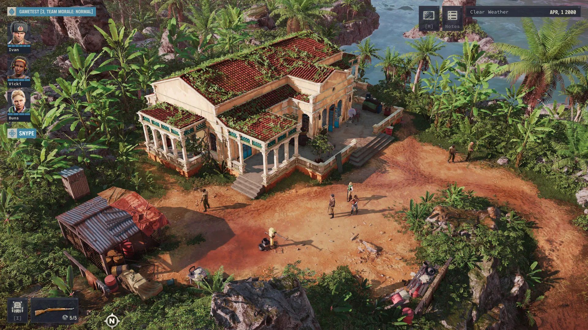 عمارت بزرگ در محیط جنگلی بازی Jagged Alliance 3