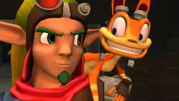 شخصیت‌های بازی جک و دکستر (Jak and Daxter) در یک محیط سه بعدی