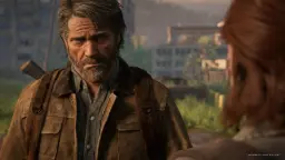 جوئل (Joel) در محیط بازی The Last of Us Part 2 با چهره‌ای خسته