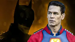 جان سینا (John Cena) در لباس ابرقهرمان در کنار ماسک بتمن
