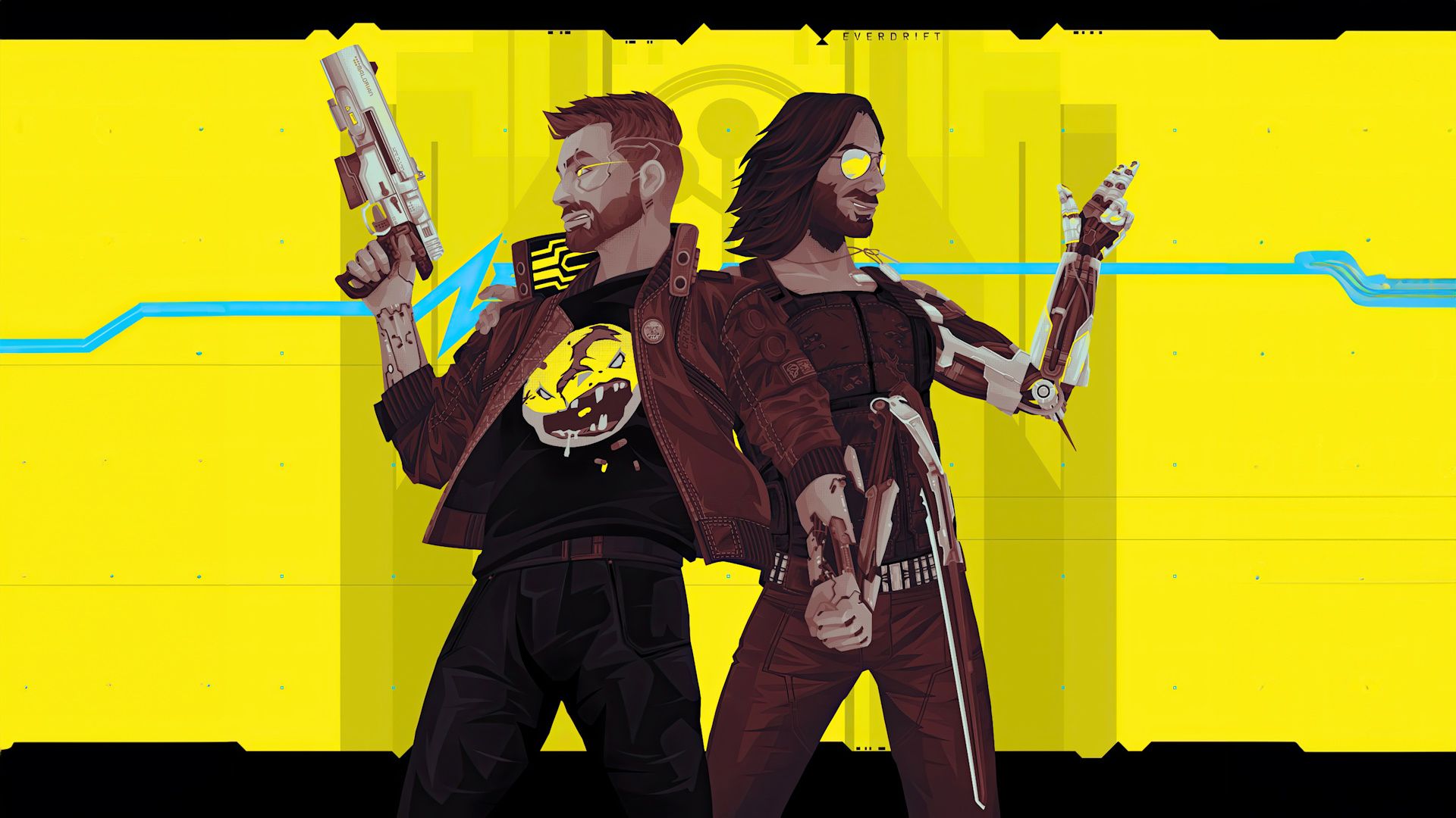 جانی سیلورهند (Johnny Silverhand) و V در بازی Cyberpunk 2077