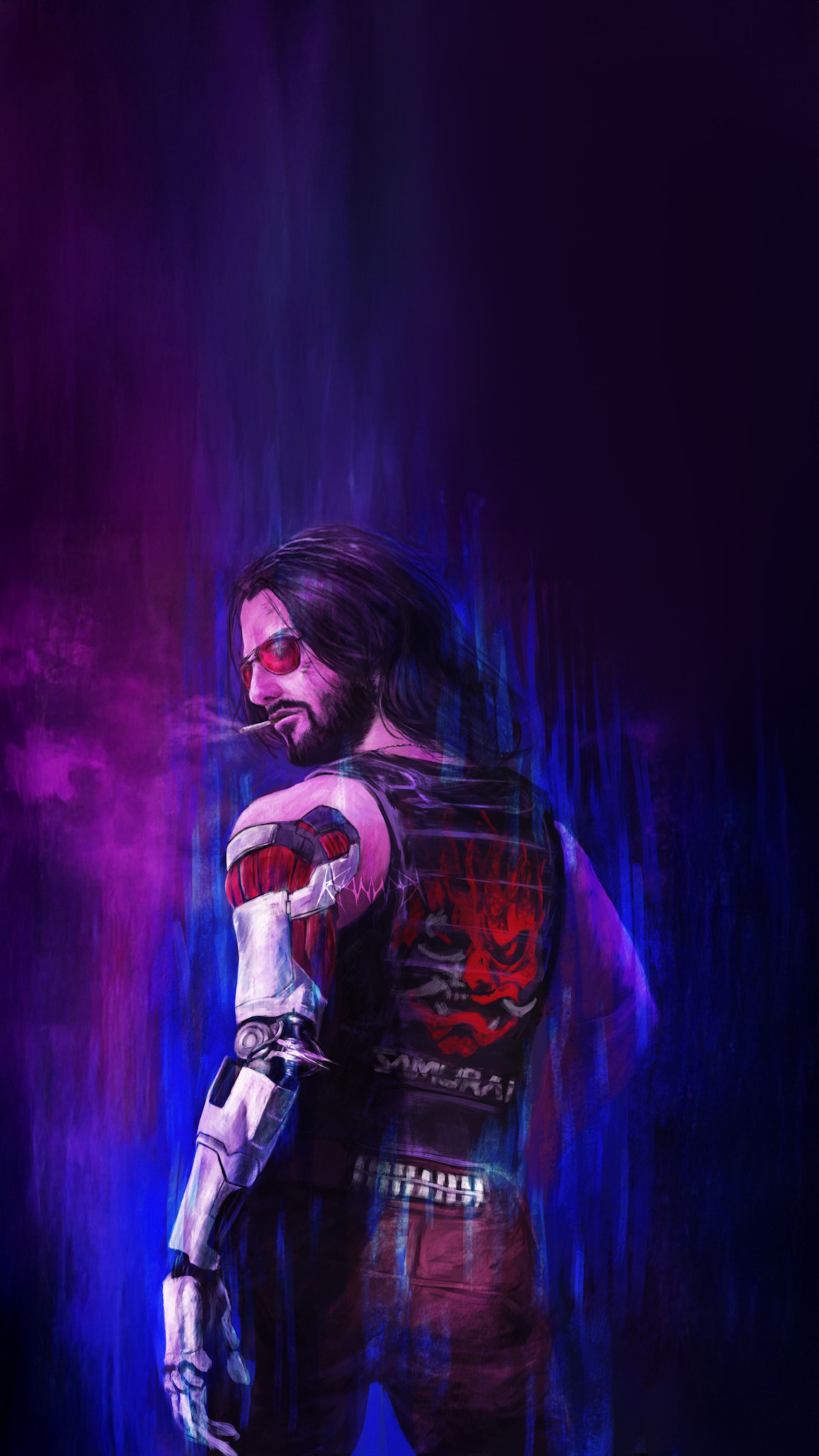 یک فن‌آرت زیبا و جذاب از شخصیت جانی سیلورهند (Johnny Silverhand) در بازی Cyberpunk 2077
