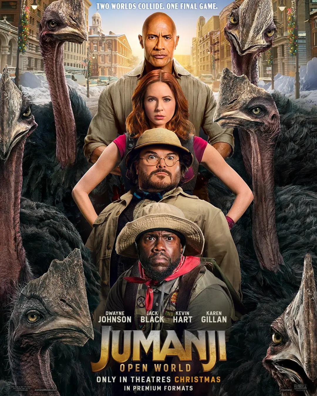 بازیگران فیلم جومانجی ۳ (Jumanji 3) در میان پرندگان بزرگ