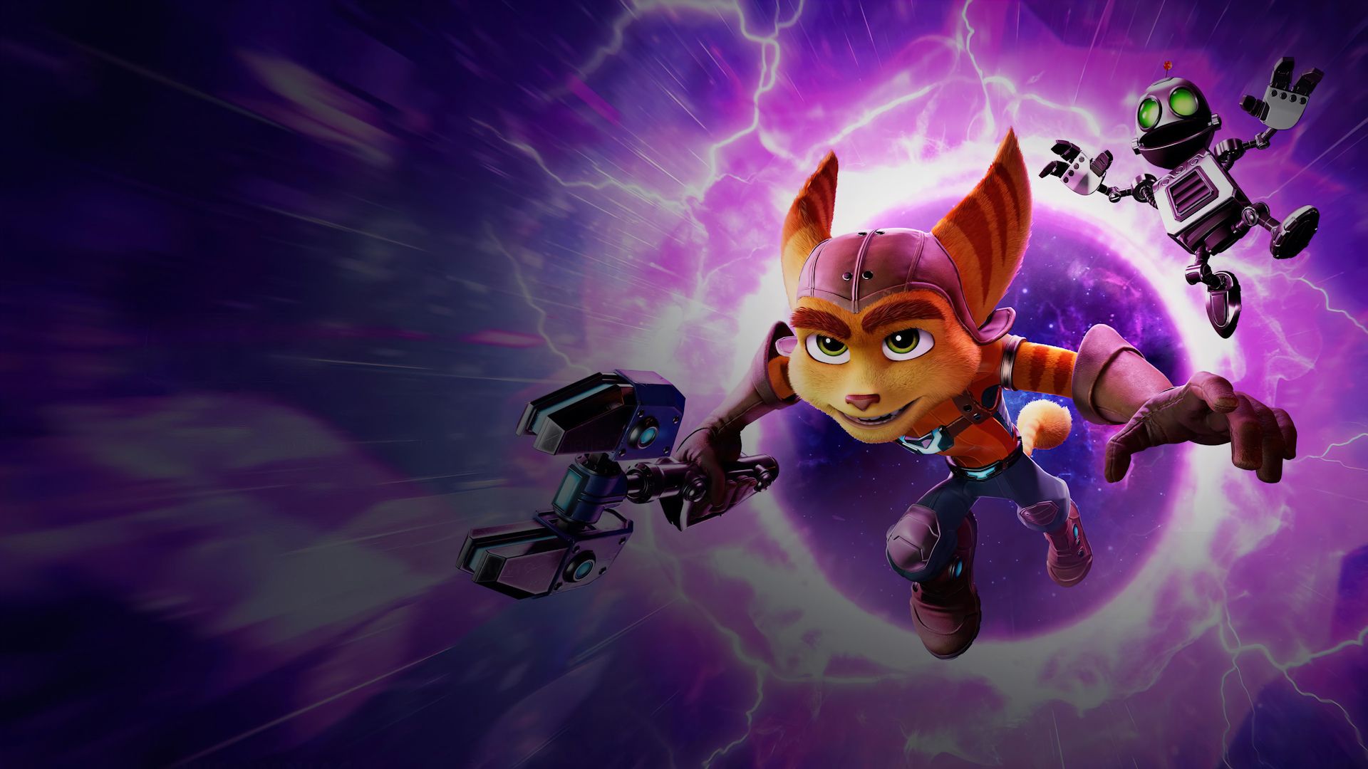 بیرون پریدن رچت و کلنک از ریفت در بازی Ratchet & Clank: Rift Apart