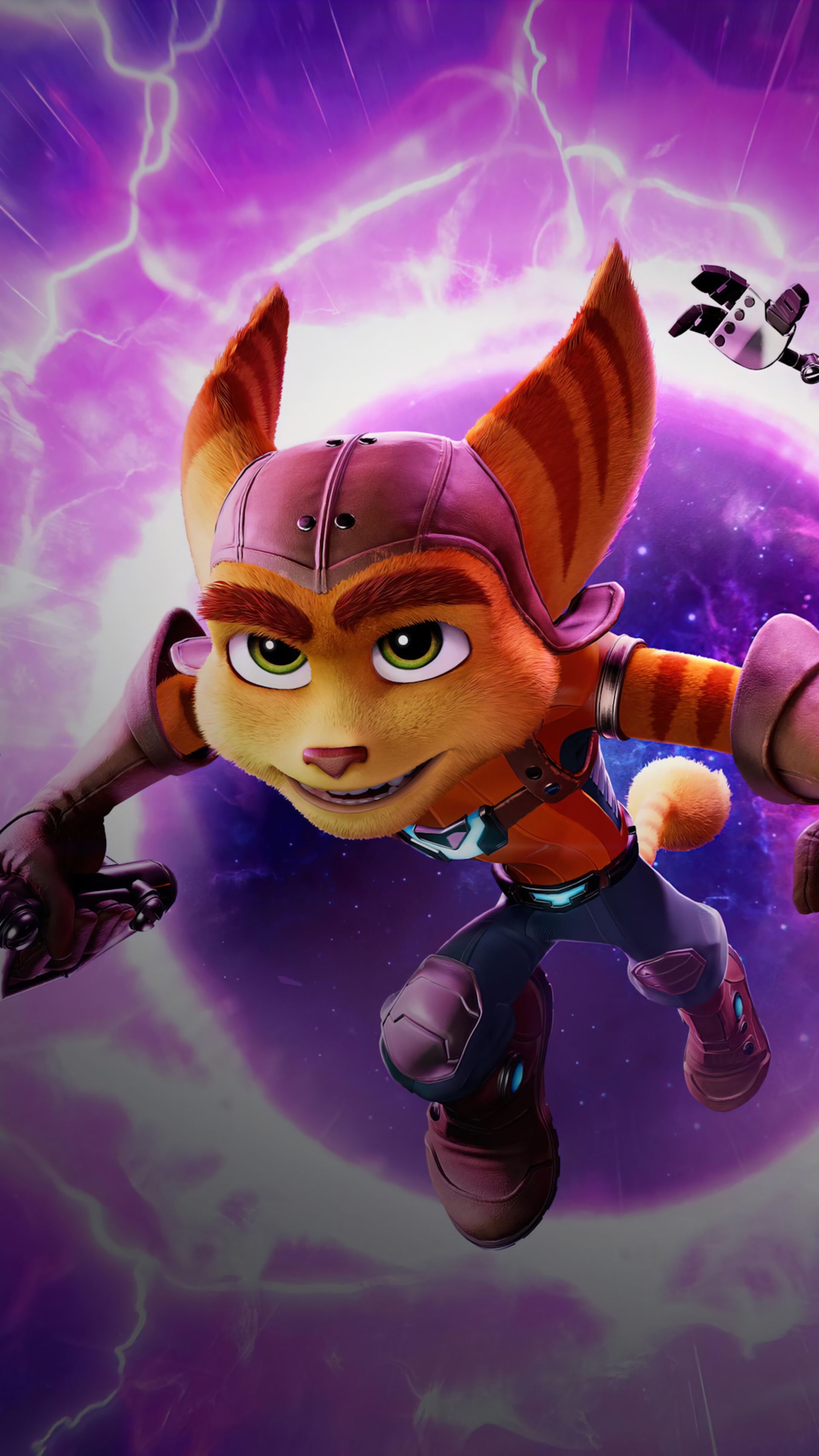 بیرون پریدن رچت و کلنک از ریفت در بازی Ratchet & Clank: Rift Apart