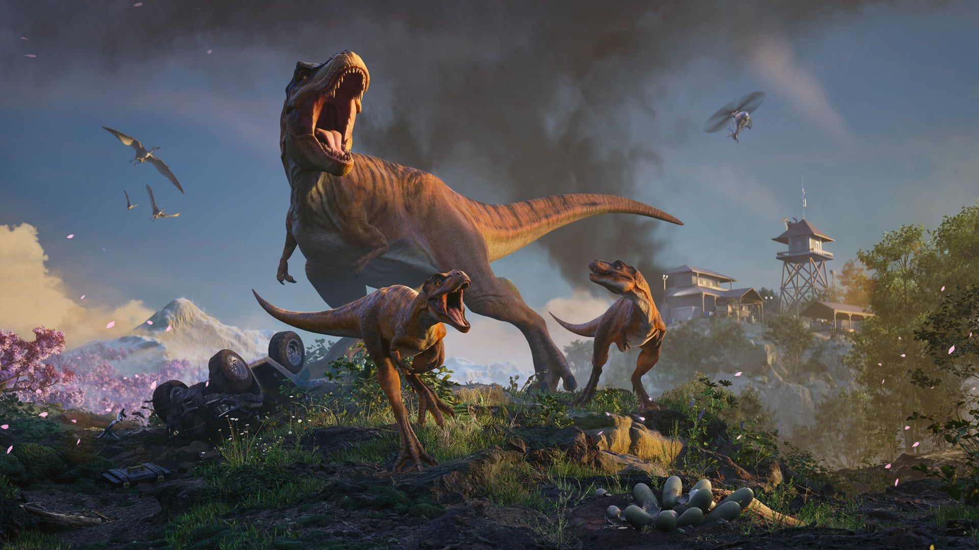 پوستر بازی Jurassic World Evolution 3 با حضور دایناسورها