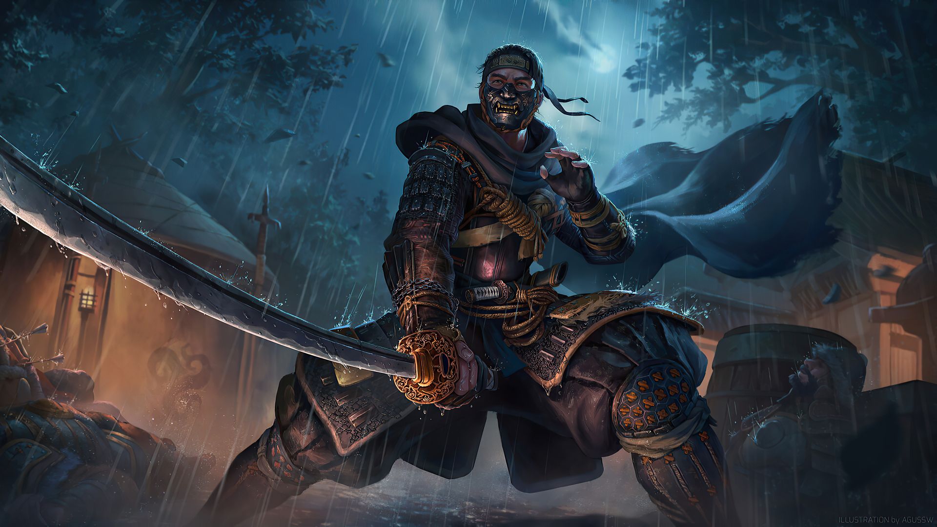 جین ساکای (Jin Sakai) کاتانا به دست و آماده نبرد در بازی Ghost of Tsushima