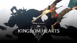 شخصیت اصلی در حال مبارزه با هیولای سیاه در بازی Kingdom Hearts IV (Kingdom Hearts 4)