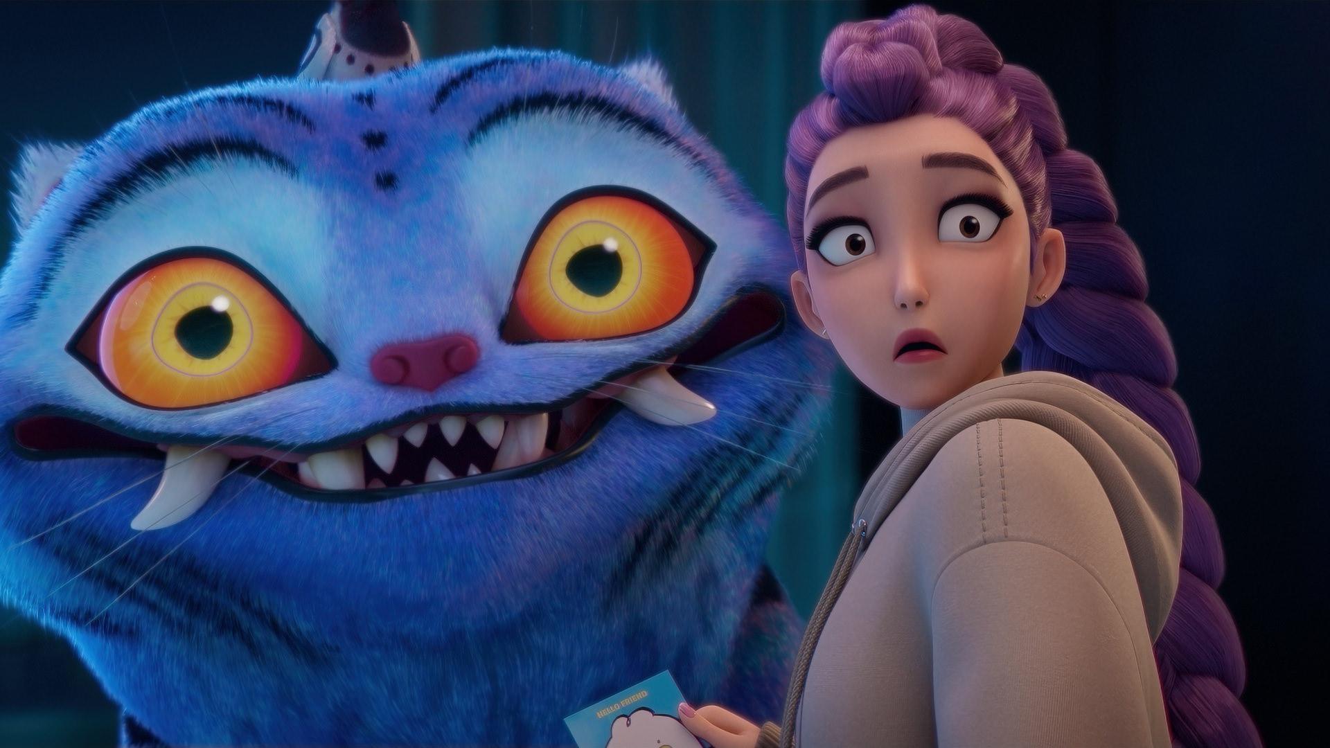 رومی ترسیده و ببر شیطانی در انیمیشن KPop Demon Hunters