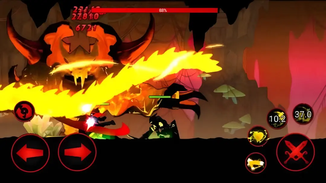 مبارزه شخصیت استیک‌من با غول بزرگ در بازی League of Stickman