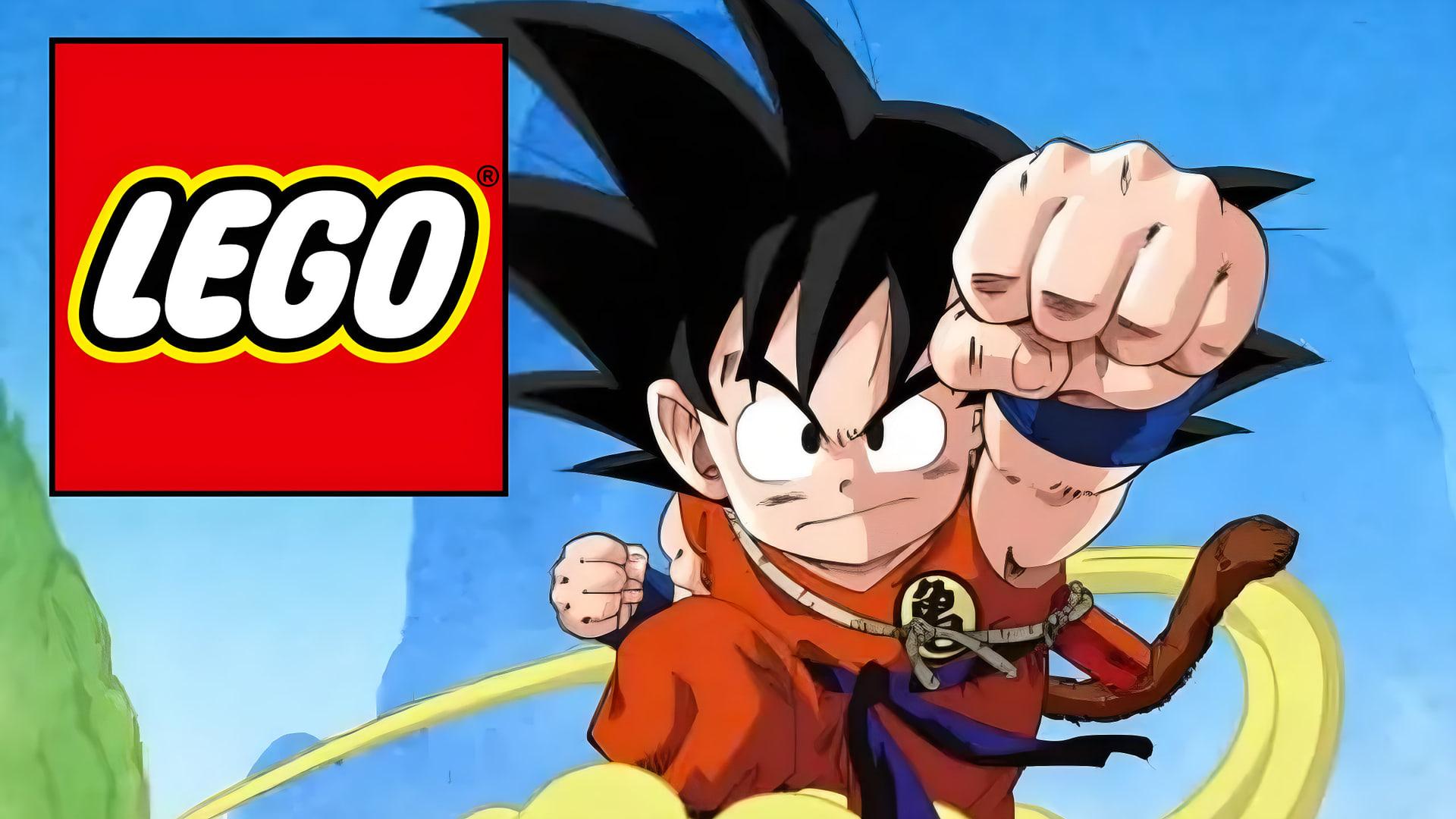 لوگوی لگو (LEGO) در کنار شخصیت گوکو (Goku) از انیمه دراگون بال