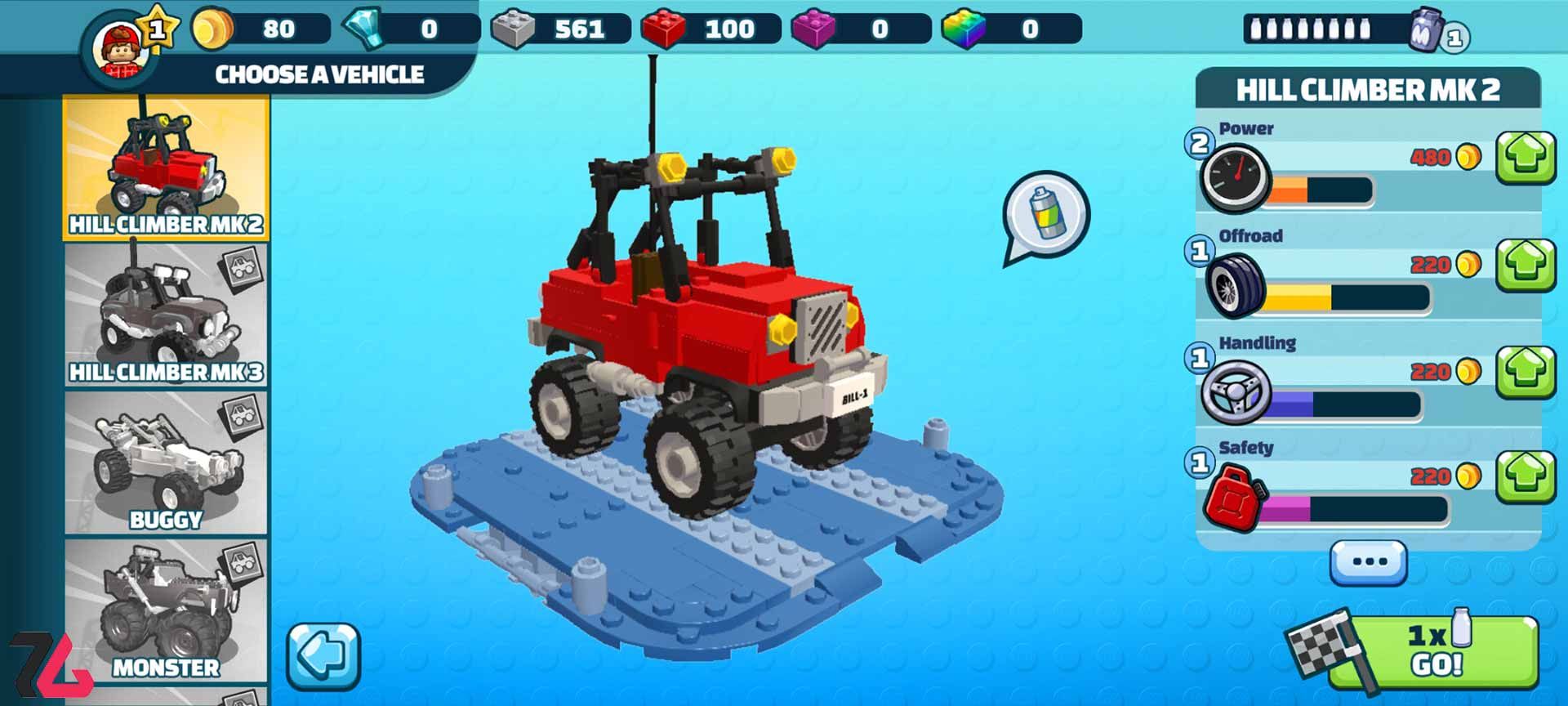 بخش ارتقاء در بازی LEGO Hill Climb Adventures