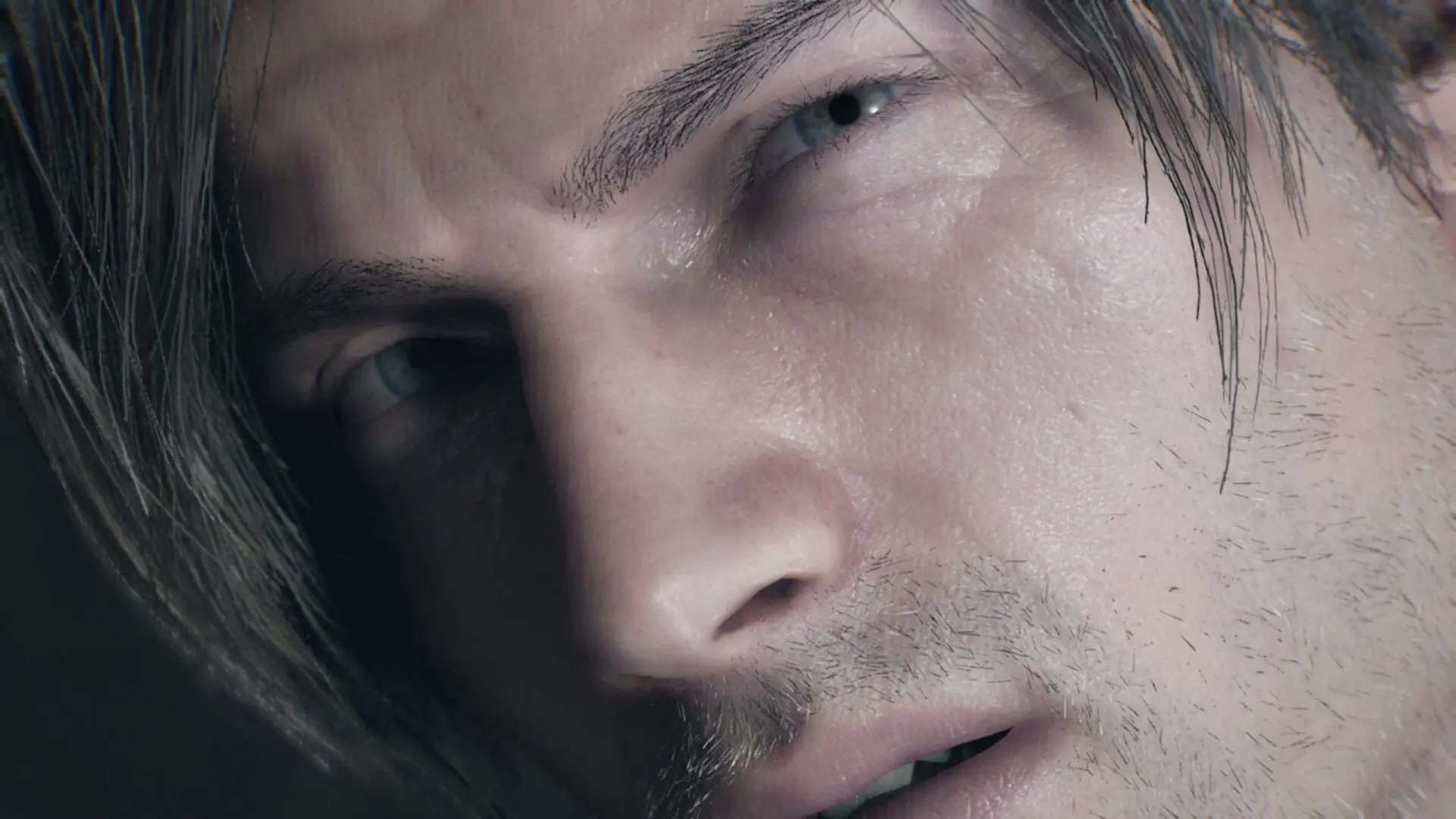 چهره نزدیک لیان کندی (Leon Kennedy) در موتور گرافیکی RE Engine