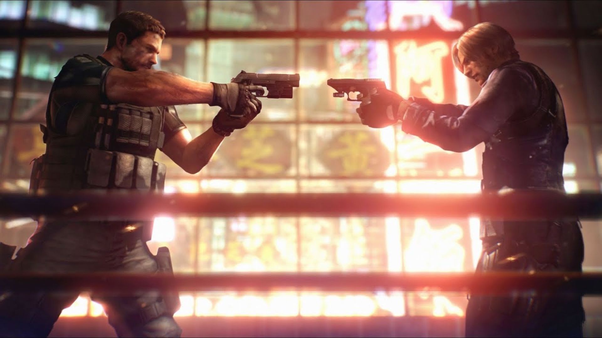 لیان در برابر کریس در بازی رزیدنت ایول ۶