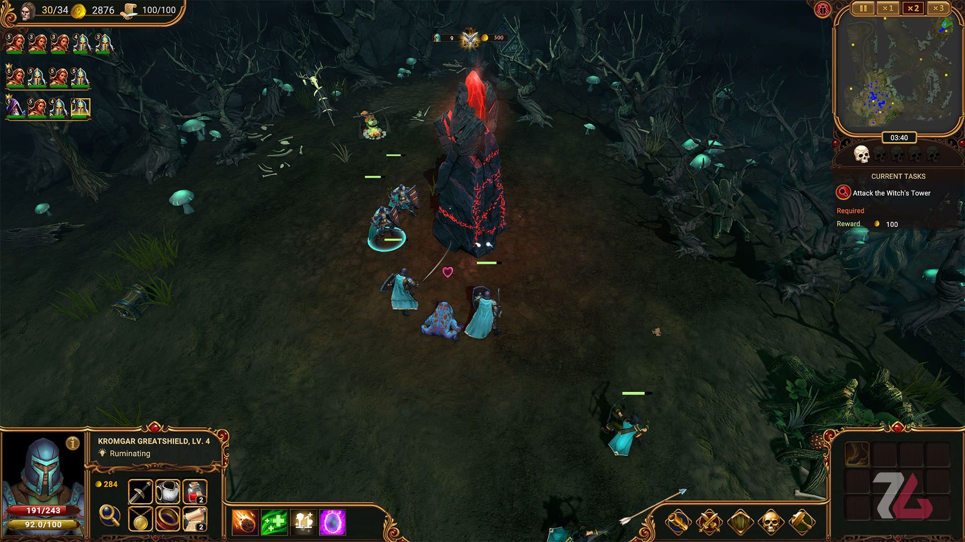 مبارزه با جادوگر در بازی Lessaria: Fantasy Kingdom Sim